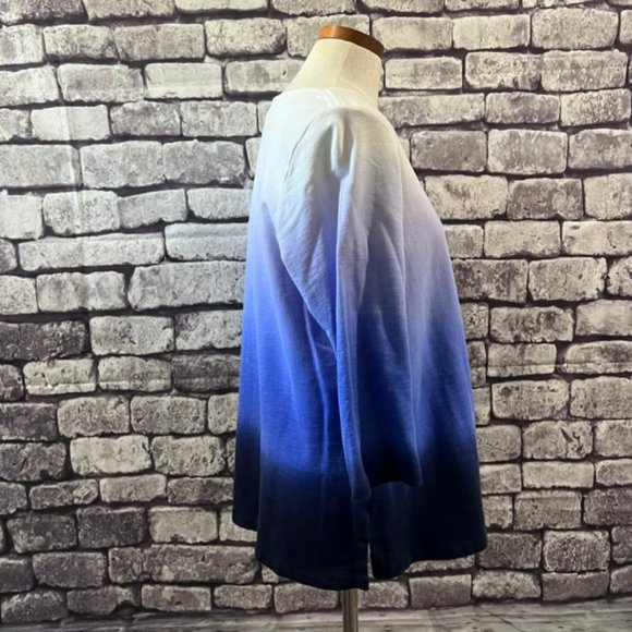 Chico's Zenergy Blue & White 3/4 Sleeve Blouse Size Large - Picture 6 of 8